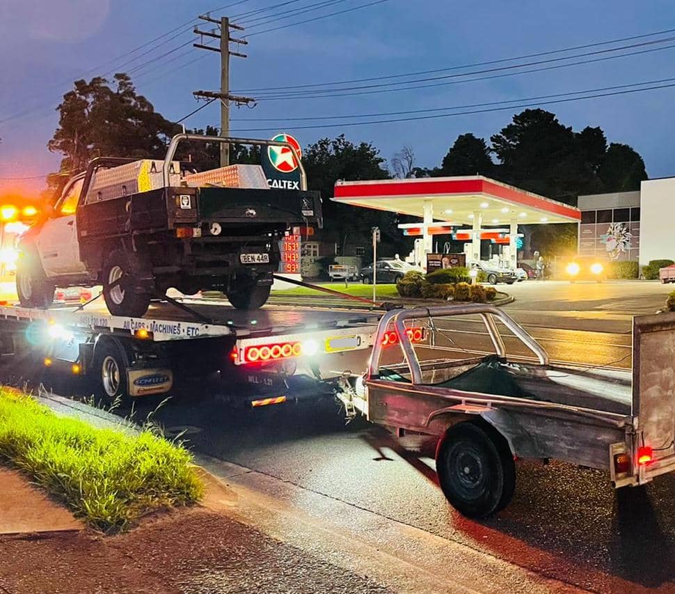 A car getting an emergency tow truck.